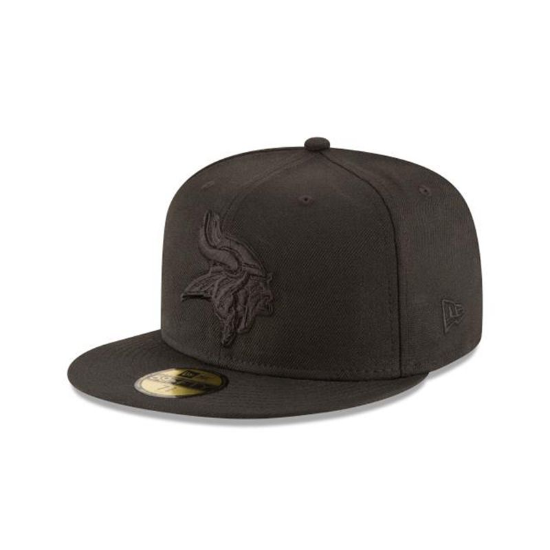 NFL Minnesota Vikings Black On Black 59Fifty Fitted (WOR0550) - Black New Era Caps